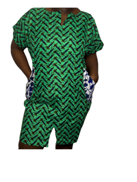 Image 1 of African fabric short Dress for summer wear.