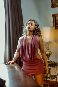 Image 1 of Extra Cowled Knit Mini Dress