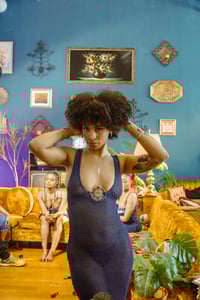 Image 2 of Deep V Knit Midi Dress w/ Hoop Detail
