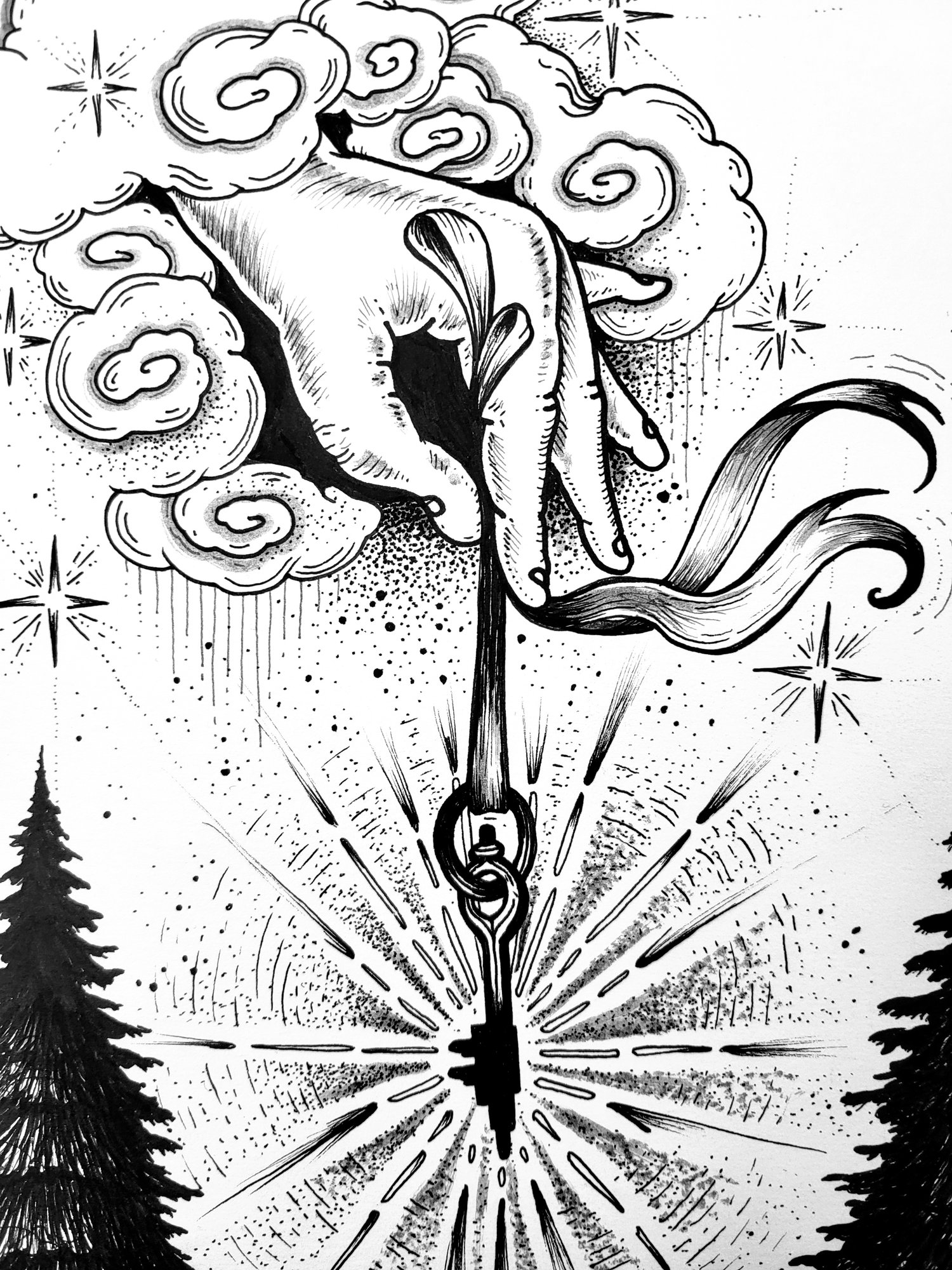 Image of Free Will vs. Control Original Drawing