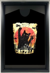 Image 2 of Catzilla T shirt, custom rhinestone cat