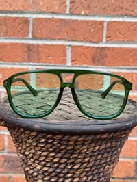 Image 1 of Green frames w/light green tinted sunglasses 