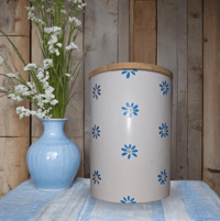 Image 1 of Blue Flowers Hand-Painted Candle 🌼