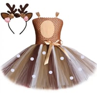 Image 3 of Deer Tutu Dress Girl’s Birthday Party Halloween Costume Set With Headband 