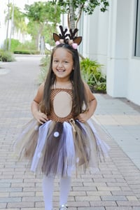 Image 1 of Deer Tutu Dress Girl’s Birthday Party Halloween Costume Set With Headband 