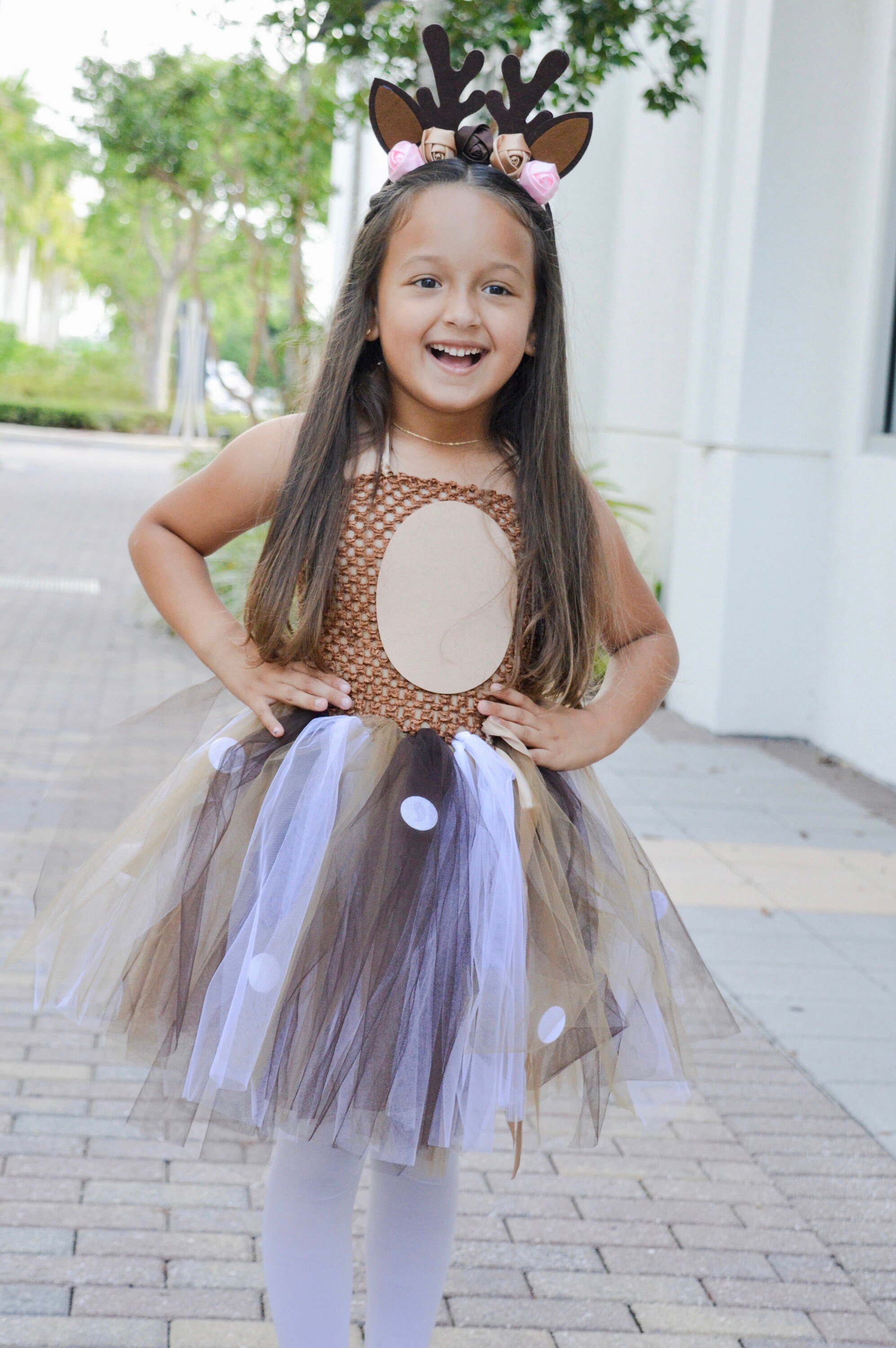 Deer Tutu Dress Girl's Birthday Party Halloween Costume Set With Headband | peaceloveandkids Deer Tutu Dress Girl's Birthday Party Halloween Costume Set With Headband | peaceloveandkids