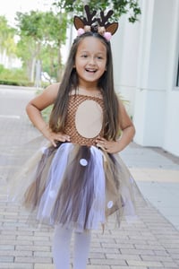 Image 4 of Deer Tutu Dress Girl’s Birthday Party Halloween Costume Set With Headband 