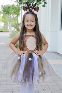 Image 2 of Deer Tutu Dress Girl’s Birthday Party Halloween Costume Set With Headband 