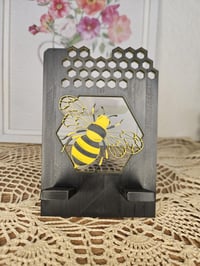 Image 1 of Bee and Honeycomb Tablet Stand – Stylish 3d Printed Stand for Tablets and Smartphones
