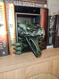Image 1 of Dragon Awakening Book Nook - Fantasy Bookshelf Insert, 8" Tall, 5" Wide, 9" Deep - Mystical Libra...