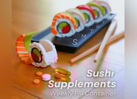 Image 2 of Sushi Pill Organizers | 7-Day Tracker Tray with Hidden To-Do List and Chopstick Pens | Salmon, Tu...