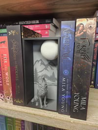 Image 2 of Howling Wolf Book Nook | Werewolf-Themed Bookshelf Insert | 3D Moon &amp; Wolf Diorama