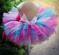 Pink And Turquoise Fluffy Tutu Girl’s Tulle Skirt Birthday Party Dress Toddler Baby Girl