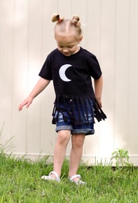 Image 2 of Crescent Moon Fringe Shirt Girl’s Dark Boho Top Birthday Gift 