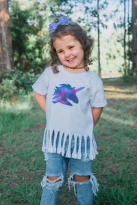 Image 1 of Galaxy Unicorn Boho Fringe Top Girl’s Mythical Space Shirt