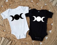 Image 1 of Moon Goddess Baby Bodysuit Black and White Witchy Baby Top