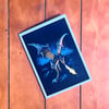 Blue Dragon Flame blank greeting card
