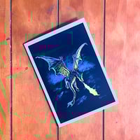 Blue Dragon Flame blank greeting card
