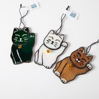 Image 1 of Stained Glass Lucky Cat Ornaments
