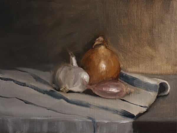 Image of Nature morte à l'oignon, à l'ail et à l'échalote