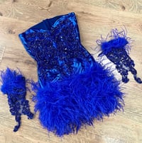 Feather dress with gloves 