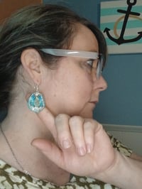 Image 2 of Teal blue Handbeaded earrings