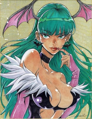 Image of  Original Art : Morrigan Aensland Gold // Thikyo Godtail 
