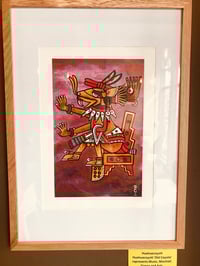 Image 2 of Huehuecoyotl original painting in oak frame or art print 