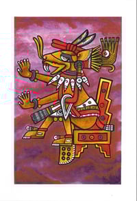 Image 1 of Huehuecoyotl original painting in oak frame or art print 