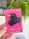 Blackbird Wooden Pin Badge