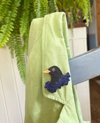 Image 1 of Blackbird Wooden Pin Badge