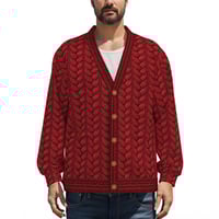 Image 1 of Jumbo Red Cable Knit Cardigan