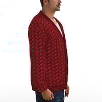 Image 3 of Jumbo Red Cable Knit Cardigan