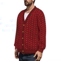 Image 2 of Jumbo Red Cable Knit Cardigan