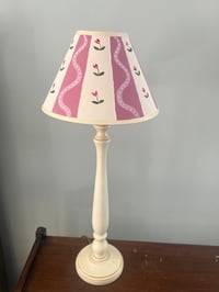 Image 5 of "The Georgians" - Artisanal Pink Striped Lampshades – Hand-Painted Pair for Table Lamps