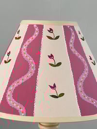 Image 3 of "The Georgians" - Artisanal Pink Striped Lampshades – Hand-Painted Pair for Table Lamps