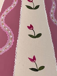 Image 4 of "The Georgians" - Artisanal Pink Striped Lampshades – Hand-Painted Pair for Table Lamps