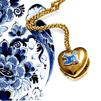 Image 3 of Bluebird sterling silver gold plate heart locket necklace