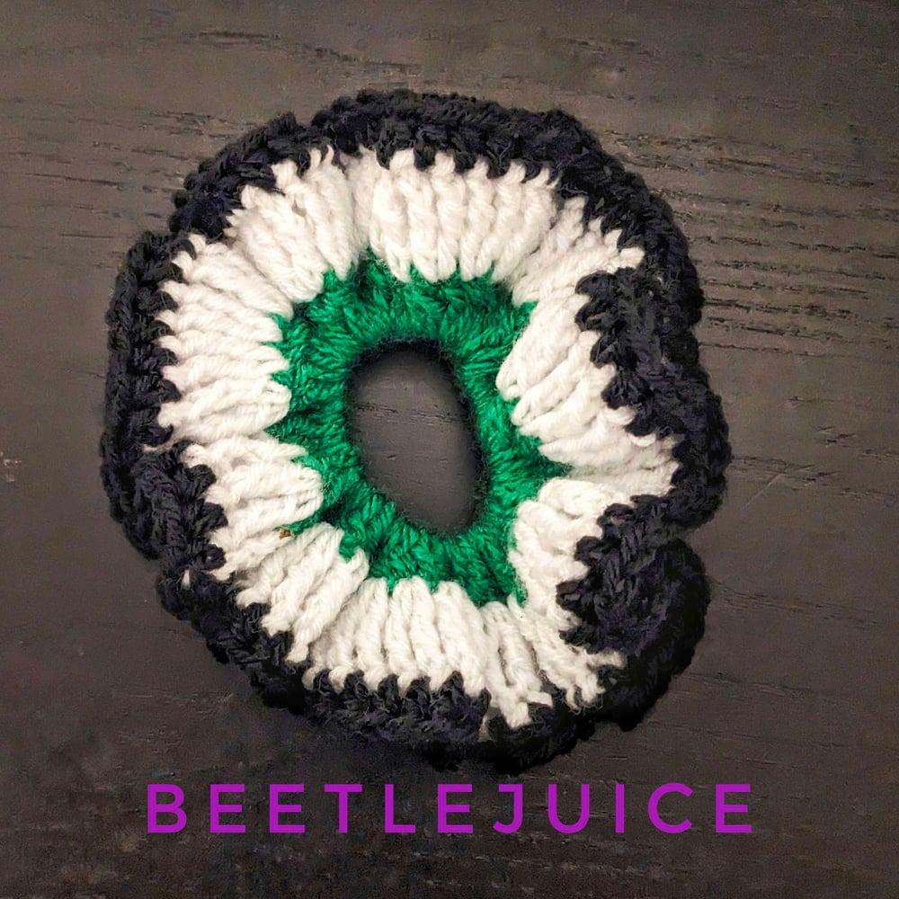 Image of Handmade Crochet Ruffle Scrunchie – Soft Acrylic Hair Accessory