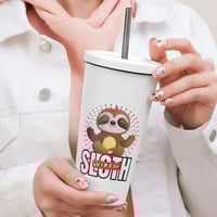 Image 1 of Yoga Sloth Vibes Ceramic Insulated Tumbler