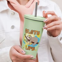 Image 1 of Living The Sloth Life Insulated Tumbler