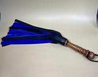 Image 4 of Black over blue thuddy flogger with gorgeous walnut handle