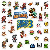 Image 1 of Super Mario Bros. 3 Super Mario All-Stars Sticker Set (36 Pieces)