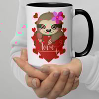 Image 1 of Heart Sloth Girl Ceramic Coffee Cup