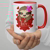 Image 3 of Heart Sloth Girl Ceramic Coffee Cup