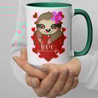 Image 4 of Heart Sloth Girl Ceramic Coffee Cup