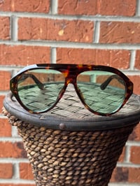Image 1 of Tortoise frames w/green lenses