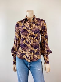 Image 1 of Vintage 1970s Jeff Banks Floral Print Balloon Sleeve Blouse