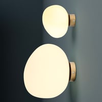Image 2 of Asymmetrical Egg Shape Glass White Globe Wall Sconce