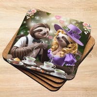 Sloth and The Lady Having Tea Cork-back Coaster